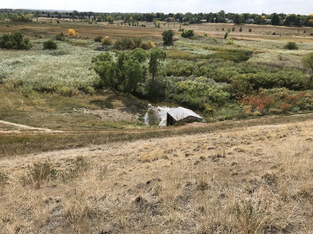 View of Willow Creek flood plain from Englewood Dam